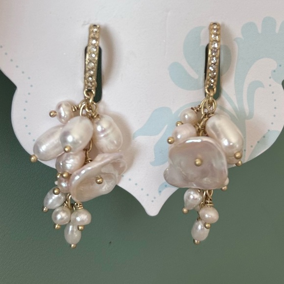 Spartina 449 Gold and Pearl Drop Earrings - Picture 2 of 5